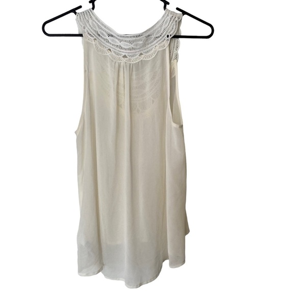 Forever 21 Crochet Collar Sheer White Tank - Picture 2 of 8